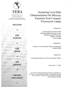 Screening Level Risk Characterization for