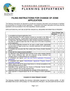 Filing Instructions Handout for Change of Zone Application
