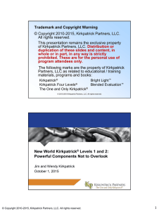 New World Kirkpatrick® Levels 1 and 2: Powerful Components Not