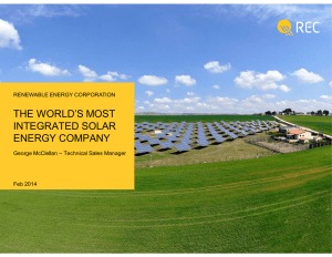 THE WORLD`S MOST INTEGRATED SOLAR ENERGY COMPANY