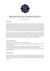 BROAD HEATH SCIENCE POLICY