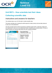 Unit R073 - Collecting scientific data - Teacher instructions