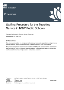 Staffing Procedure for the Teaching Service in NSW