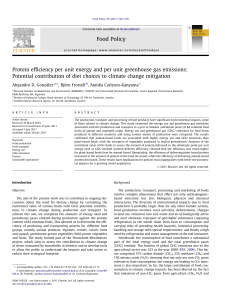 Protein efficiency per unit energy and per unit greenhouse gas