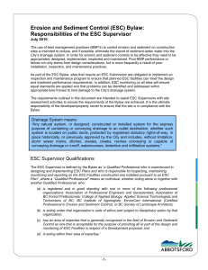 Responsibilities of the ESC Supervisor