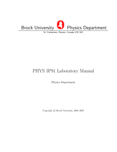Brock University Physics Department PHYS 3P91 Laboratory Manual