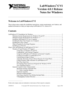 LabWindows/CVI Release Notes for Windows