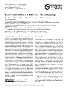 Shallow rainwater lenses in deltaic areas with saline seepage