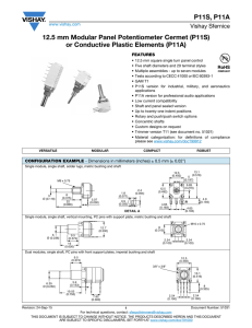 P11S, P11A 12.5 mm Modular Panel Potentiometer Cermet (P11S