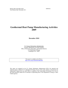Geothermal Heat Pump Manufacturing Activities