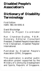 Dictionary of Disability Terminology