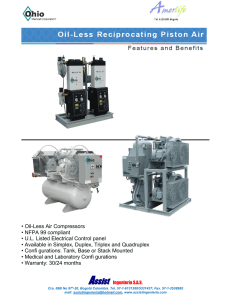 Oil-Less Air Compressors • NFPA 99 compliant • UL Listed Electrical