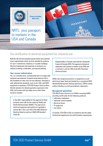 NRTL: your passport to markets in the USA and Canada