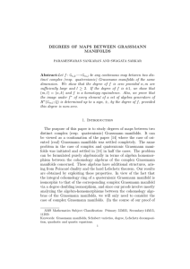 Degrees of maps between Grassmann manifolds