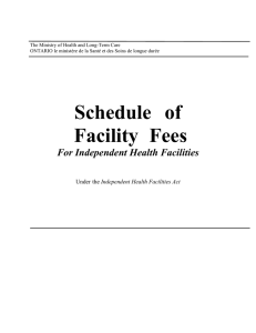 Schedule of Facility Fees for Independent Health Facilities