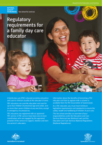 Regulatory requirements for a family day care educator