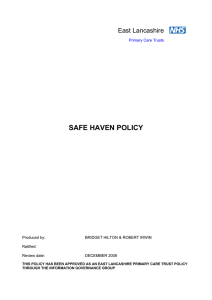 safe haven policy - Information Governance Toolkit