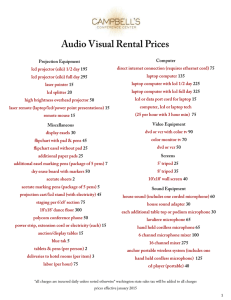 2015 Banquet Menus - Audio Visual Rental Prices