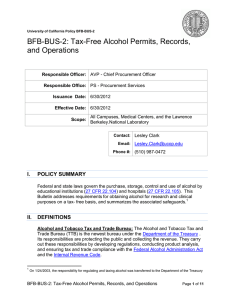 BFB-BUS-2: Tax-Free Alcohol Permits, Records, and