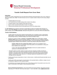 Transfer Credit Request Form Cover Sheet