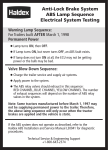 Anti-Lock Brake System ABS Lamp Sequence Electrical System