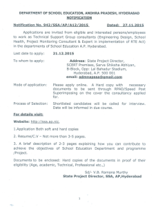 Notification No. 942/SSA/ 27.11.2015 Applications are invited from
