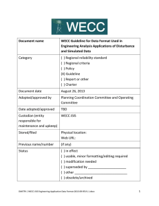 Document name WECC Guideline for Data Format Used in
