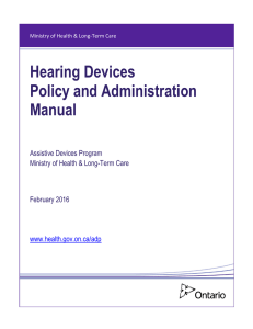 Hearing Devices Policy and Administration Manual