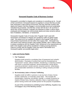 Honeywell Supplier Code of Business Conduct
