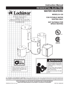 Instruction Manual RESIDENTIAL ELECTRIC WATER HEATERS