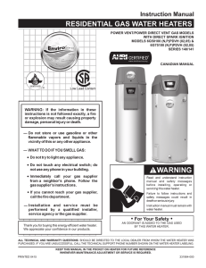 RESIDENTIAL GAS WATER HEATERS