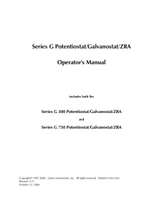 Series G Potentiostat/Galvanostat/ZRA Operator`s Manual