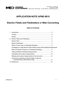 APPLICATION NOTE APNE-0015 Electric Fields and Fieldmeters in