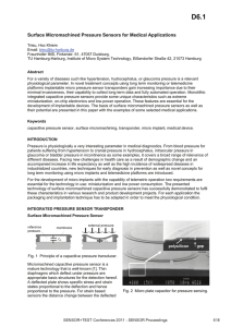 Surface Micromachined Pressure Sensors for Medical Applications