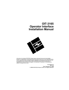 OIT-3165 Operator Interface Installation Manual