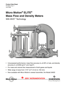 Micro Motion ELITE Mass Flow and Density Meters