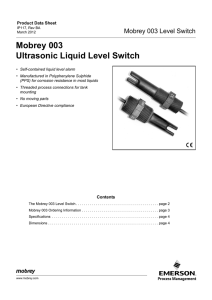 Mobrey 003 Ultrasonic Liquid Level Switch