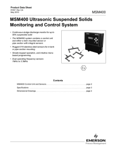 MSM400 Ultrasonic Suspended Solids Monitoring and Control System