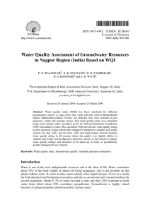 Water Quality Assessment of Groundwater Resources in Nagpur
