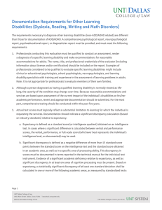 Documentation Requirements for Other Learning Disabilities