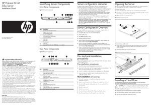 HP ProLiant DL160 G5p Server Installation Sheet