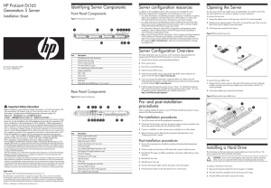 HP ProLiant DL165 Gerneration 5 Server Installation Sheet