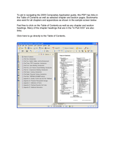 To aid in navigating the 2005 Composites Application guide, this