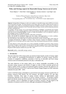 Policy and Strategy aspects for Renewable Energy Sources use in