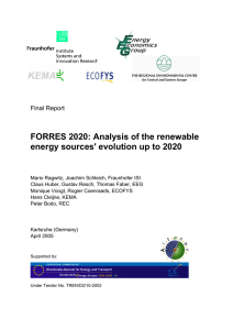 FORRES 2020: Analysis of the renewable energy sources` evolution