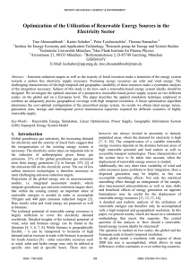 Optimization of the Utilization of Renewable Energy Sources in the