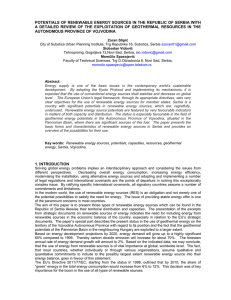 potentials of renewable energy sources in the republic of serbia with