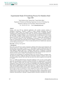 Experimental Study Of Anodizing Process For Stainless Steel Type