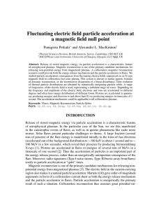 Fluctuating electric field particle acceleration at a magnetic field null