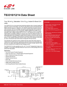 TS3310/12/14 Data Sheet -- True 150 nA IQ